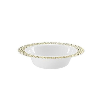 Pebbled Plastic Dessert Bowl Gold Rim 5 oz Elegant Bowls Lillian   