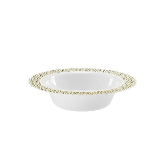 Pebbled Plastic Dessert Bowl Gold Rim 5 oz Elegant Bowls Lillian   