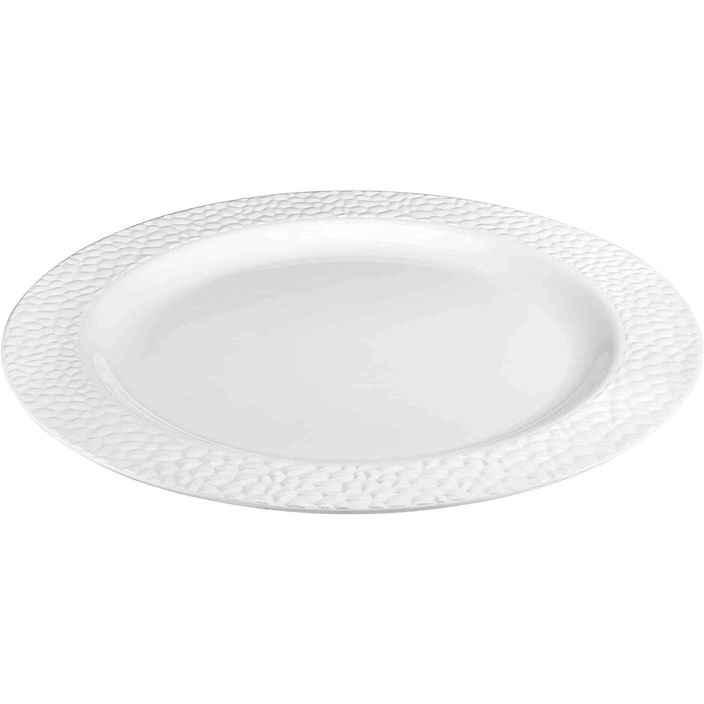 Pebbled Plastic Dinner Plate White Rim 9" Elegant Plates Lillian   