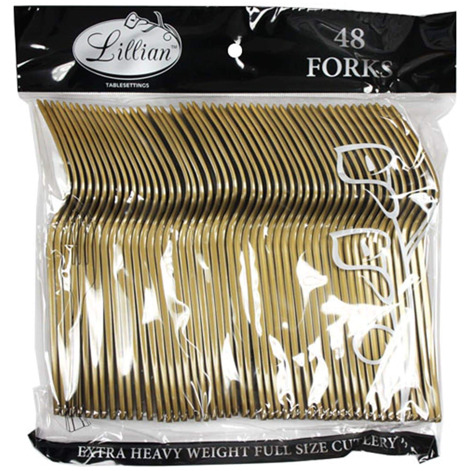 Lillian Tablesettings Extra Strong Quality Gold Premium Plastic Forks Cutlery Lillian   