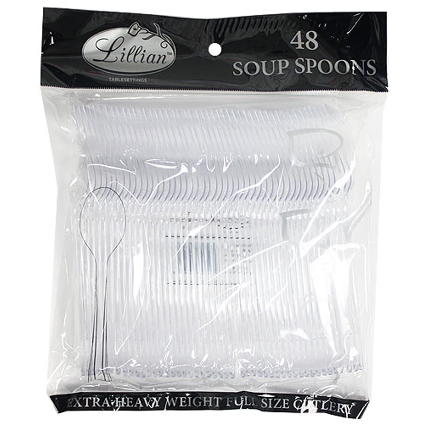 Lillian Tablesettings Extra Strong Quality Premium Plastic Clear Soup Spoons Cutlery Lillian   