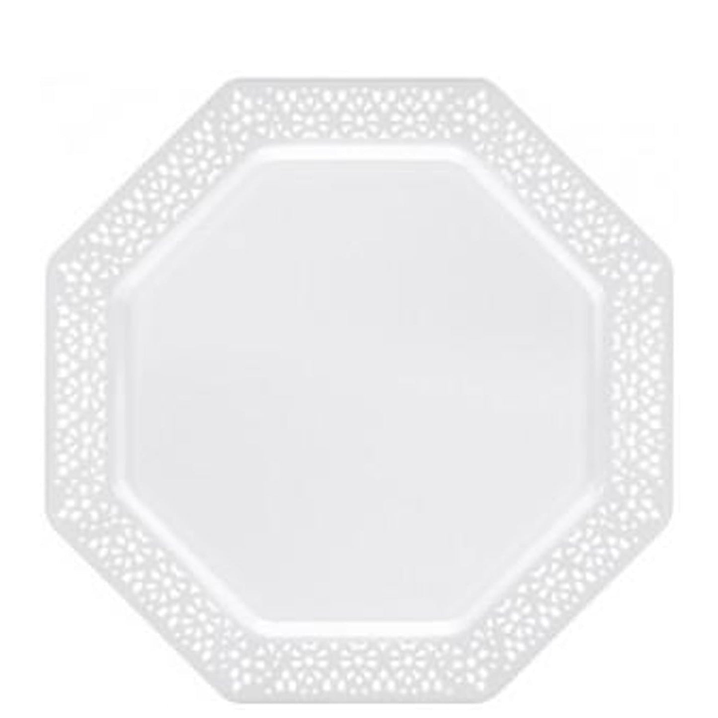 Lillian Tablesettings Lacetagon Plastic Plate Pearl 9.25" Plates Lillian   