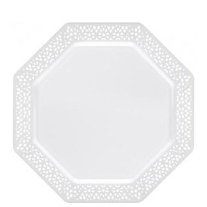 Lillian Tablesettings Lacetagon Plastic Plate Pearl 9.25" Plates Lillian   