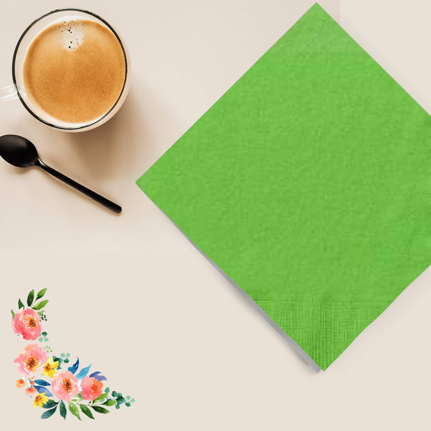 SALE Lime Green Beverage Napkins 20 count  Party Dimensions   