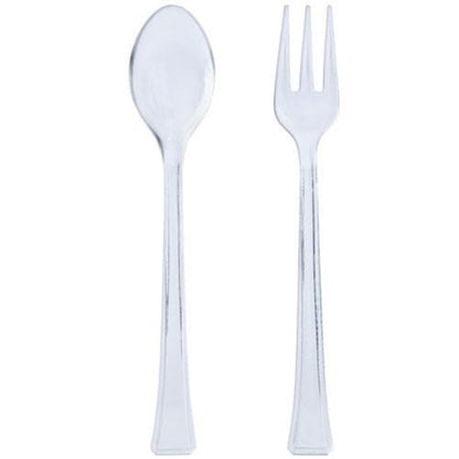 Mini Plastic Spoons/Forks Clear Combo 4.5 inch Serverware Lillian   