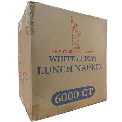 *WHOLESALE* Disposable - 1 Ply - White - Luncheon Napkins | 6000 ct.  Party Dimensions   