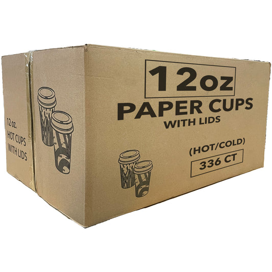 Case of Doodles Everyday Paper 12oz Hot/Cold Cups With Lids: 336 Ct Paper Cups Nicole Collection   