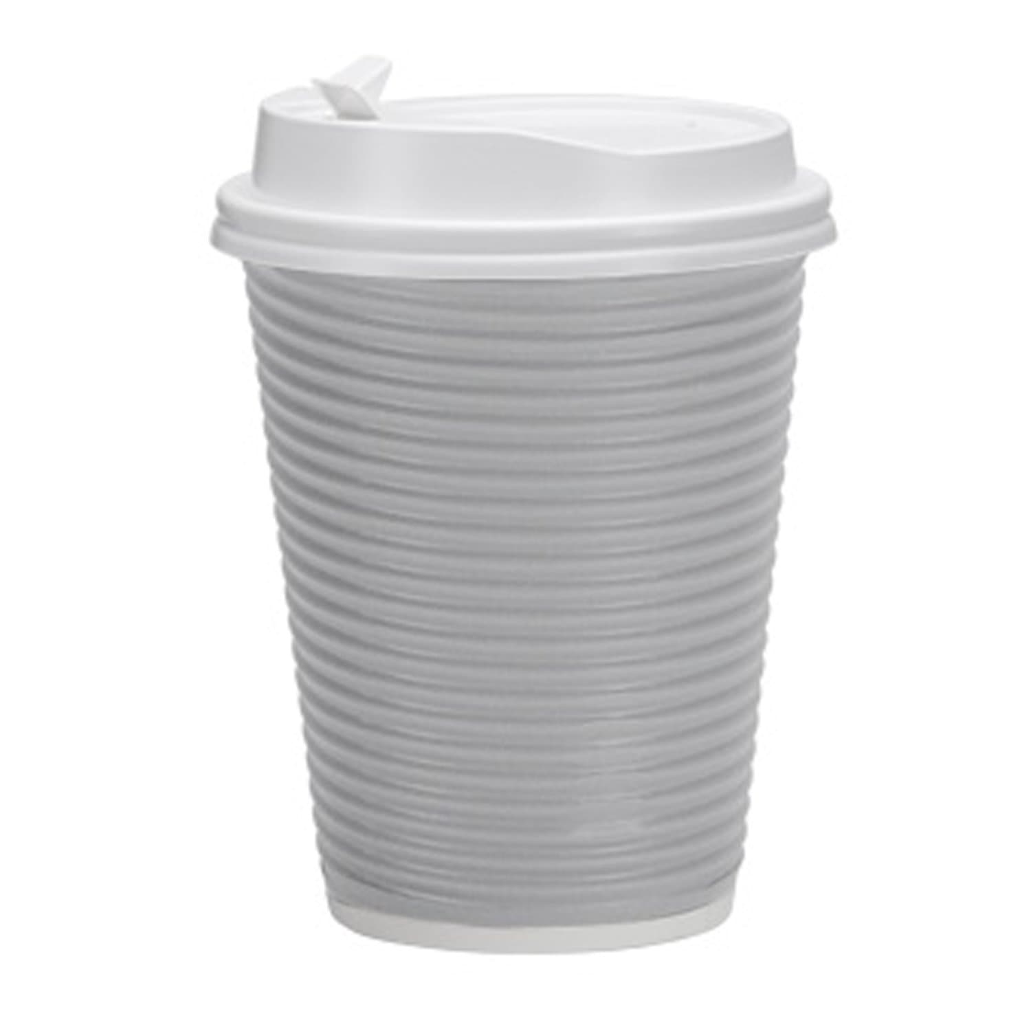 Paper Cup Ripple Hot Cold Silver with lid 12 oz Paper Cups Nicole Home   