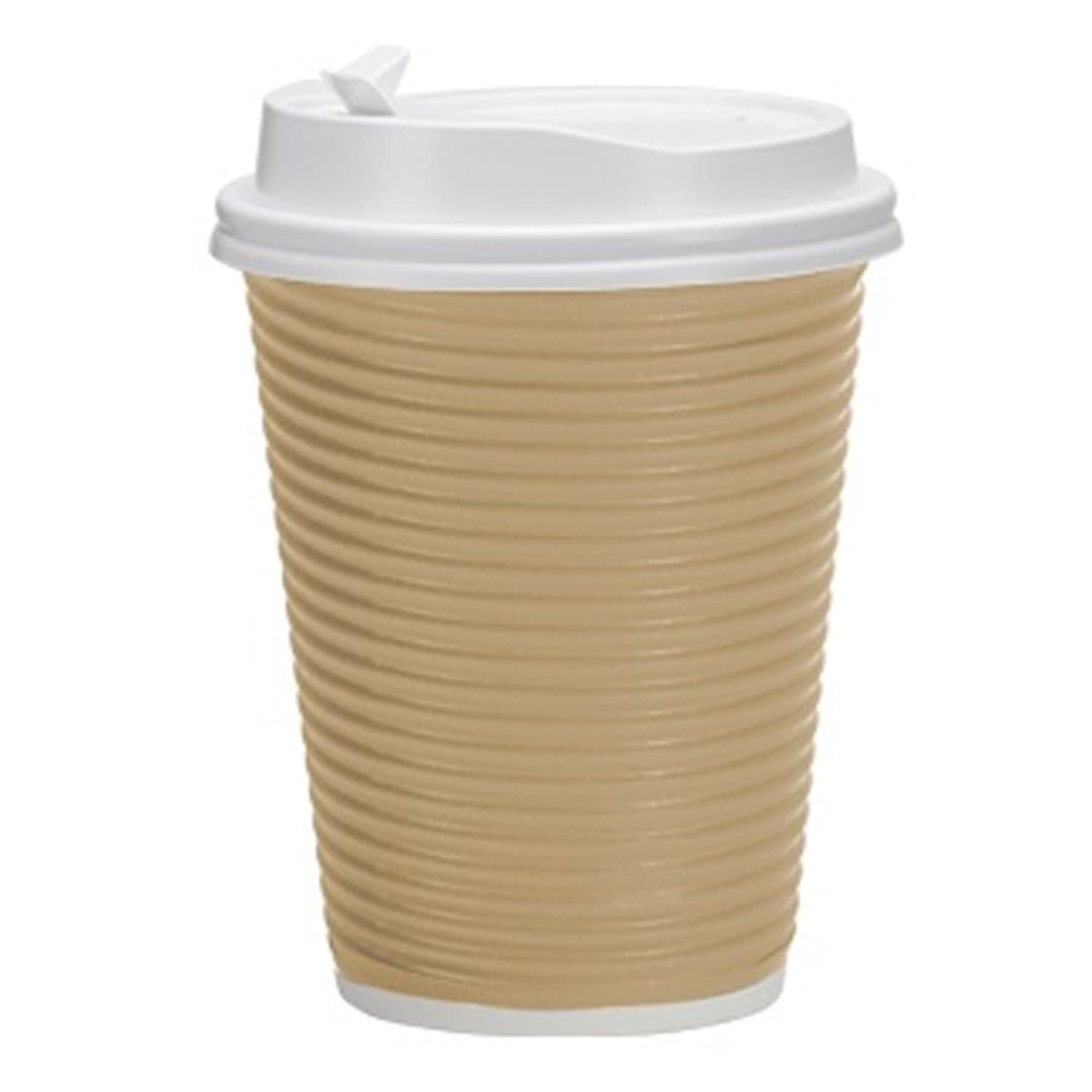 Paper Cup Tan Hot Cold with lid 12 oz Paper Cups Nicole Home   