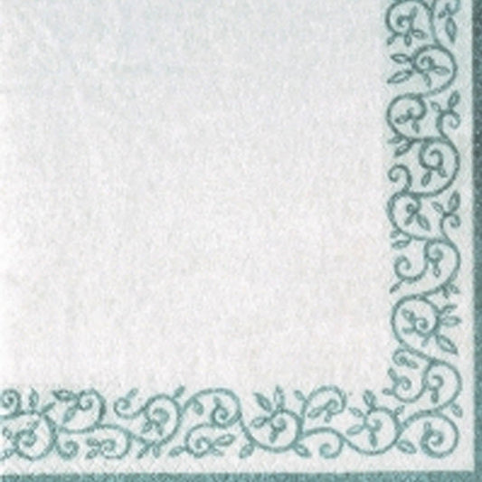 Romantic Border White/Silver Cocktail Napkins 20 Ct Tablesettings Decorline   