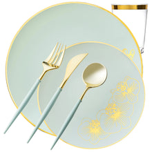Orchid Collection Dinner Plate Turquoise & Gold Tableware Package Set Plates Decorline 40  