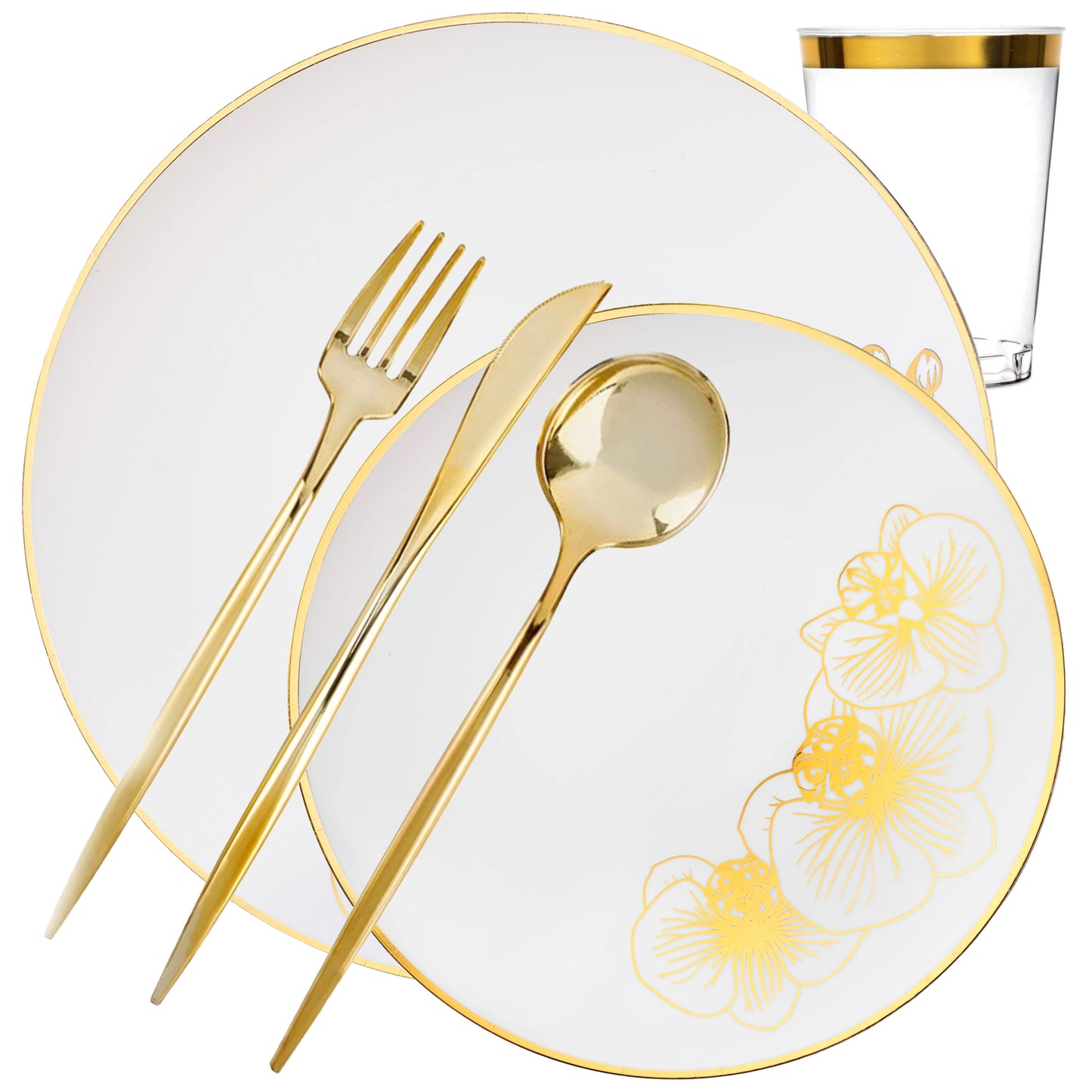 Orchid Collection Dinner Plate White & Gold Tableware Package Set Plates Decorline 40  