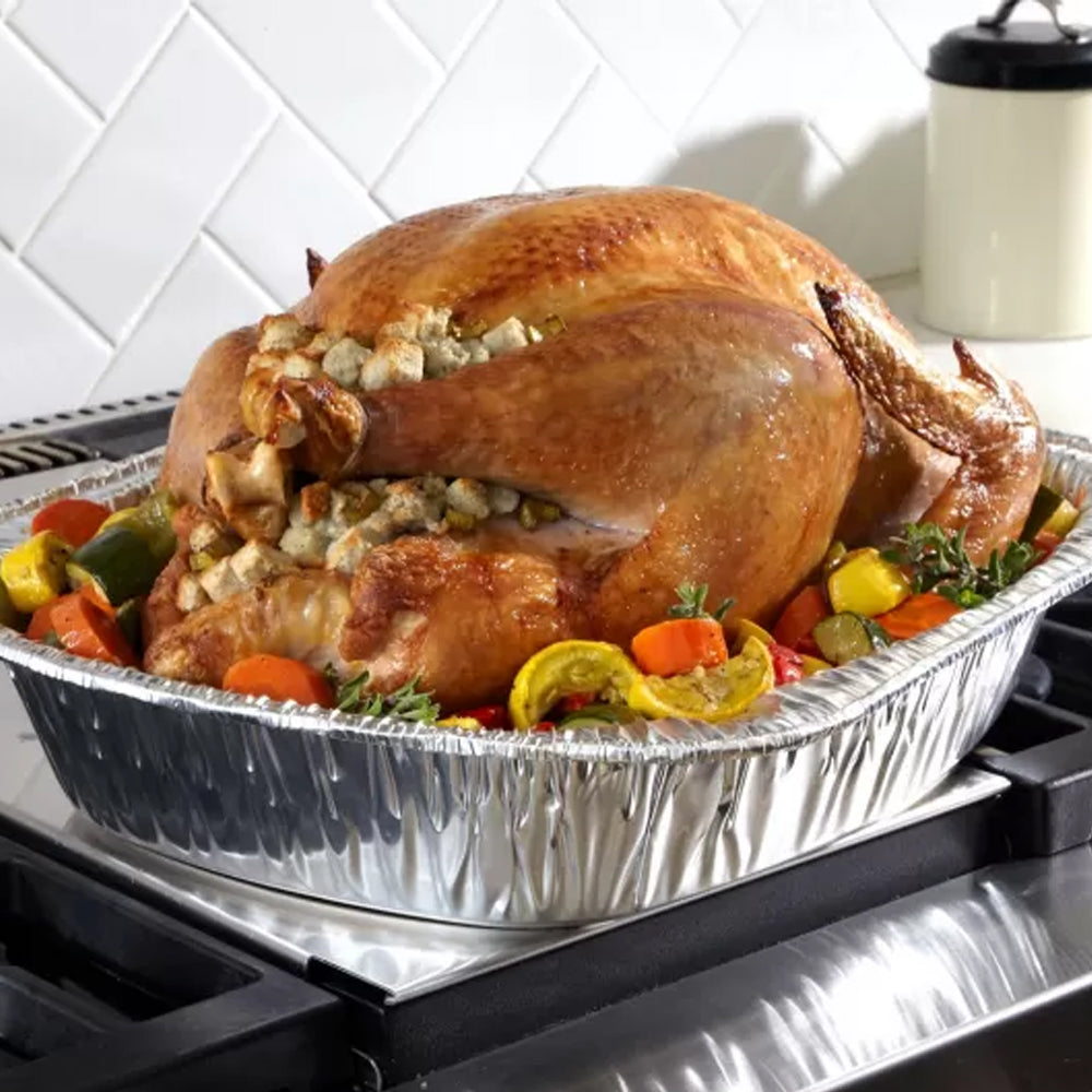 Disposable Aluminum Large Oval Roaster 17.67" X 14.44" X 3.13" Disposable Nicole Collection   