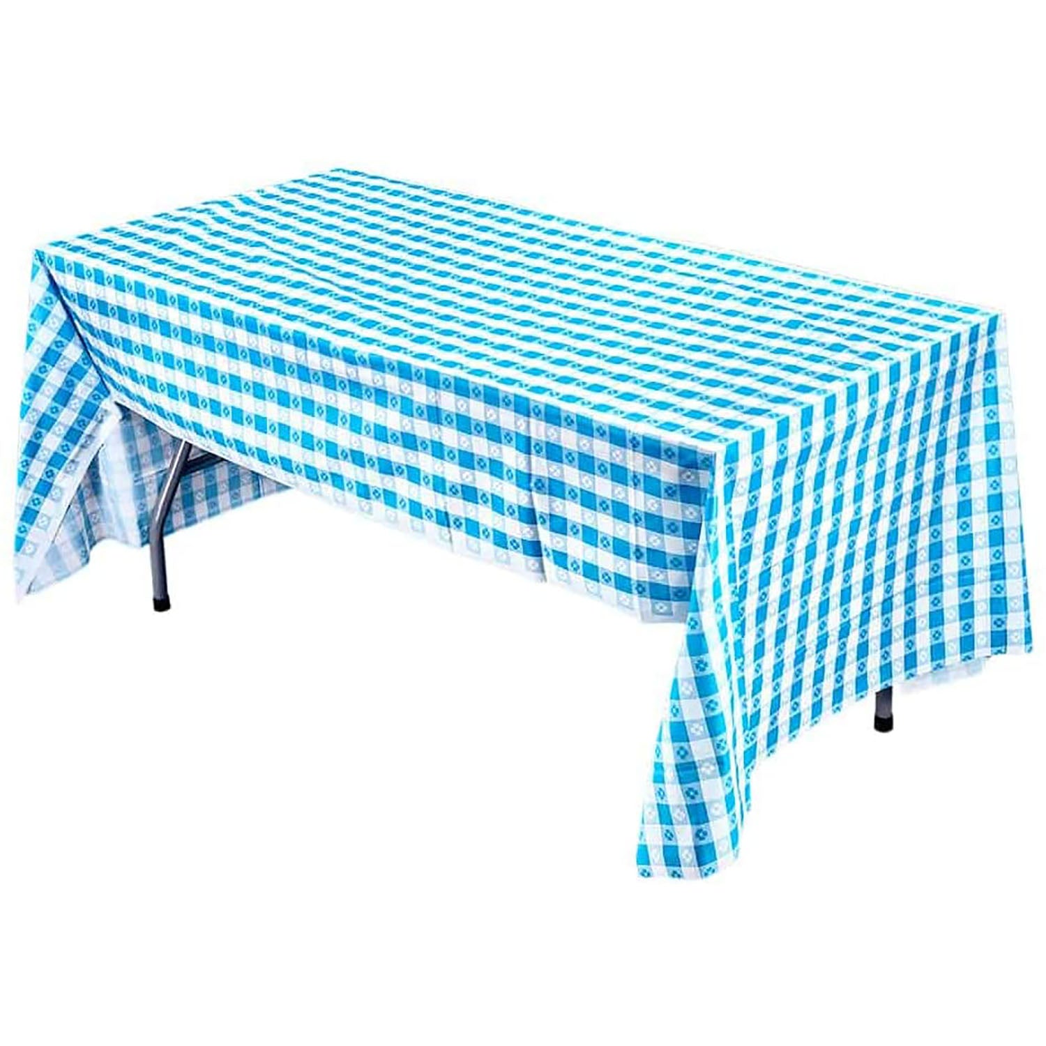 Tablecover Plastic Blue Gingham Rectangular  54'' X 108'' Tablesettings Party Dimensions   