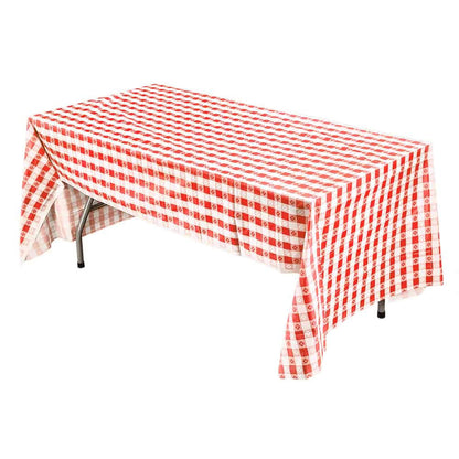 Tablecover Plastic Red Gingham Rectangular  54'' X 108'' Tablesettings Party Dimensions   