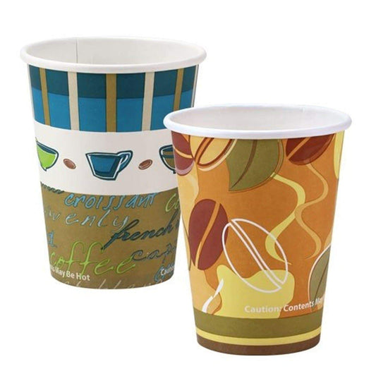 Paper Cup Coffee Bean Pattern Hot Cold 12 oz Paper Cups Nicole Home   