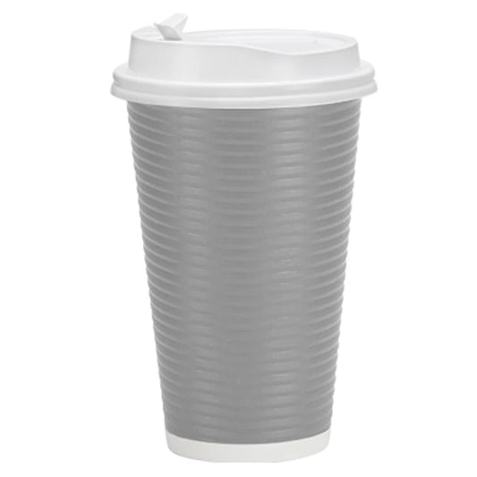 Paper Cup Ripple Hot Cold Silver with lid 16 oz Paper Cups Nicole Home   