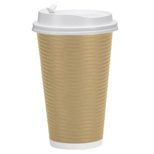 Paper Cup Tan Hot Cold with lid 16 oz Paper Cups Nicole Home   