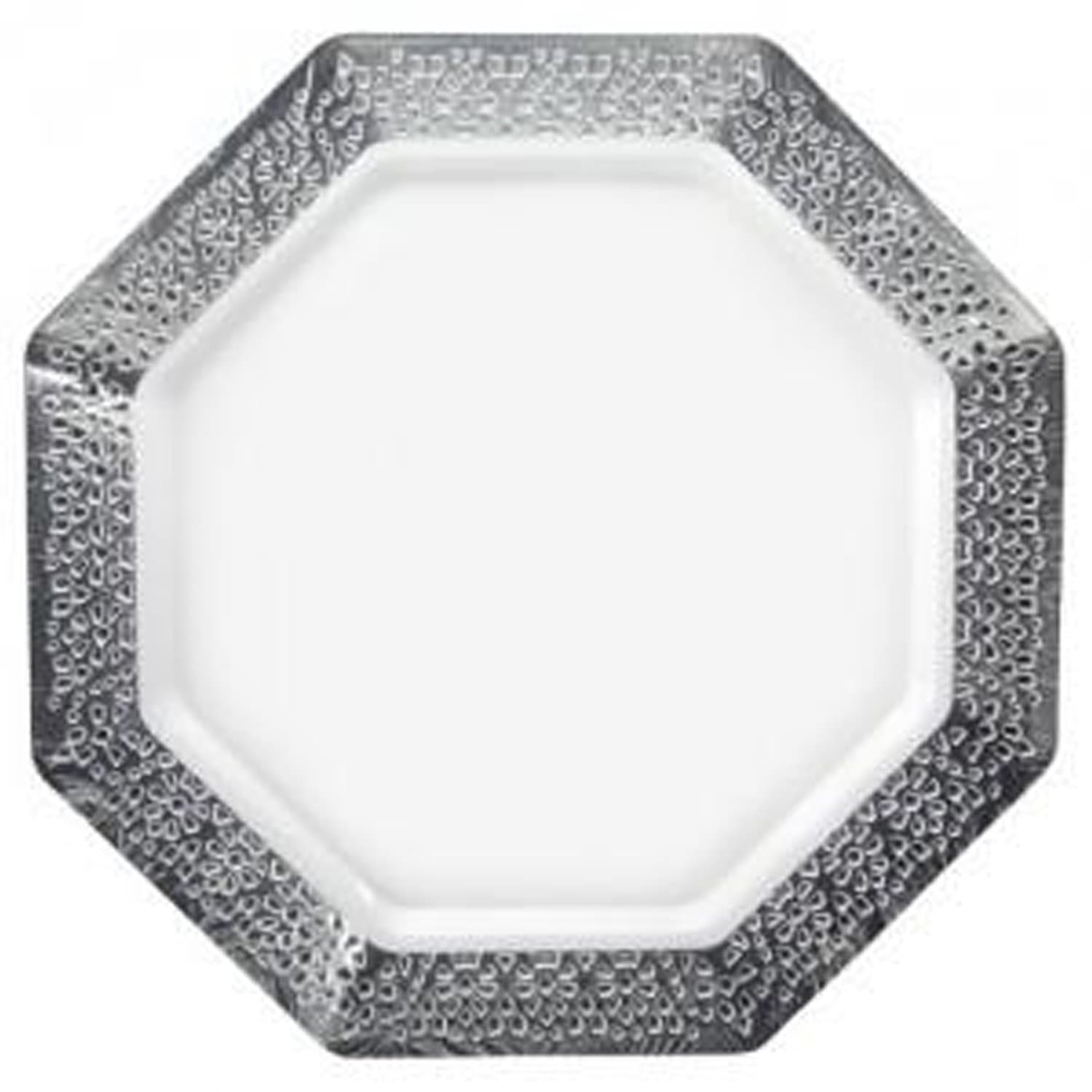 Pearl Silver Rim Lacetagon Plate 11" Plates Lillian   