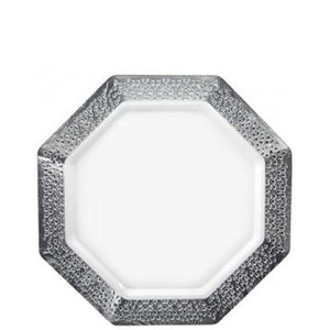 Pearl Silver Rim Lacetagon Plate 7.25" Plates Lillian   