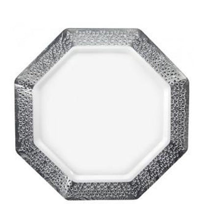 Pearl Silver Rim Lacetagon Plate 9.25" Plates Lillian   