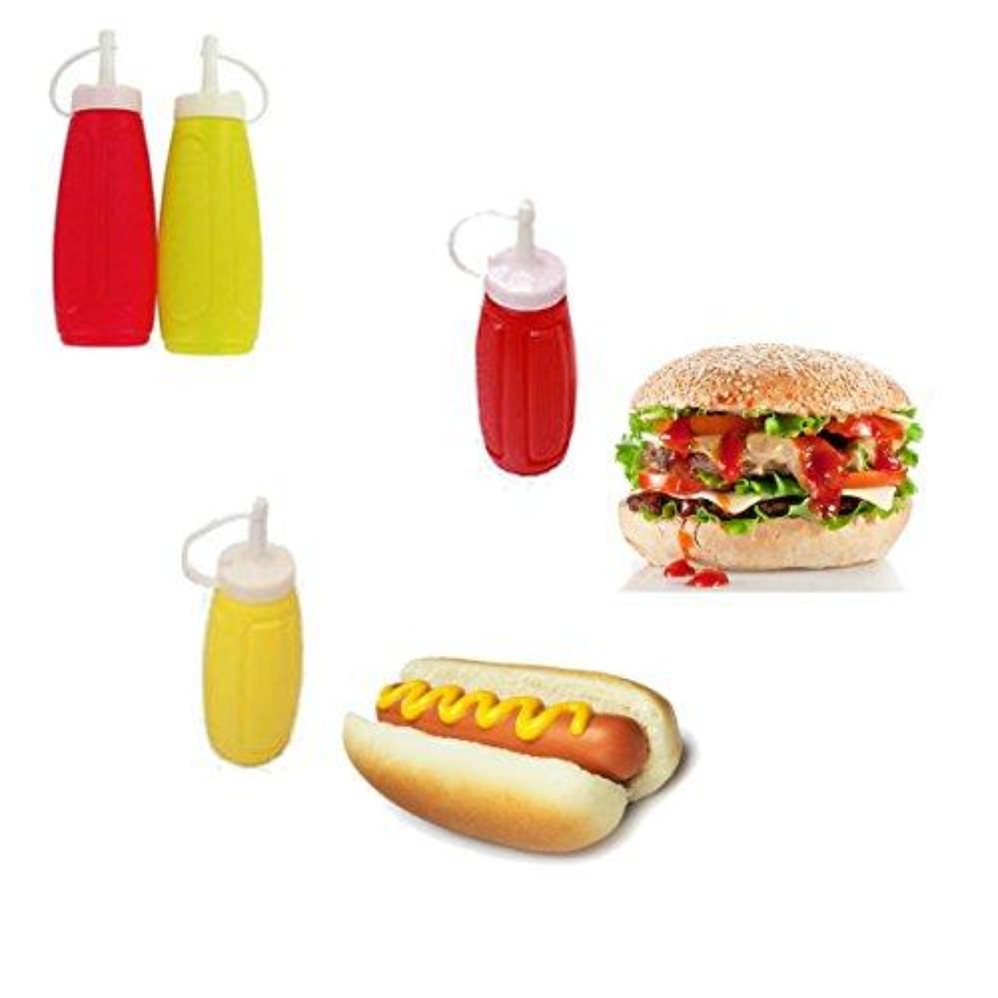 Picnic Table Dispenser Ketchup and Mustard Squeeze 3 Bottles Set Tablesettings Nicole Fantini Collection   