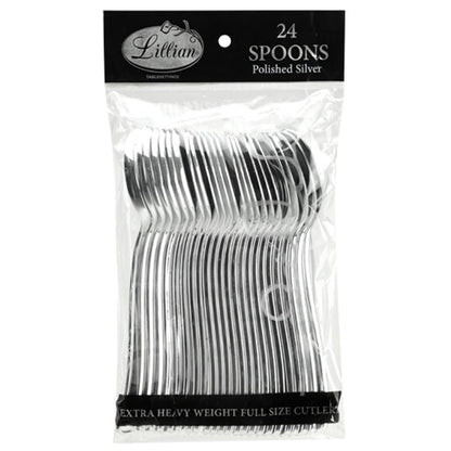 Premium Plastic Spoon Polished Silver Tablesettings Lillian   