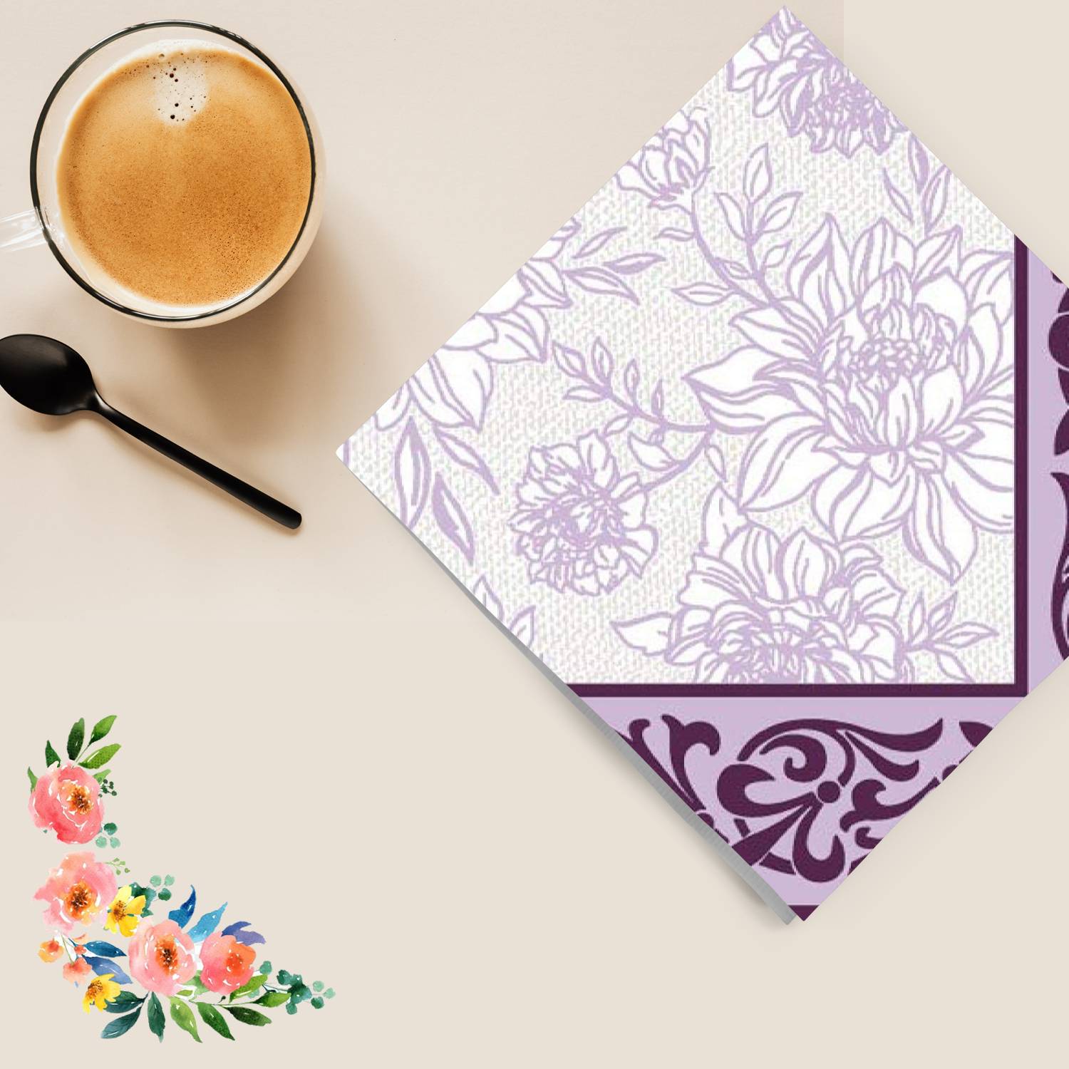 Purple Petal Pride Disposable Lunch Paper Napkins 20 Ct Tablesettings OnlyOneStopShop   