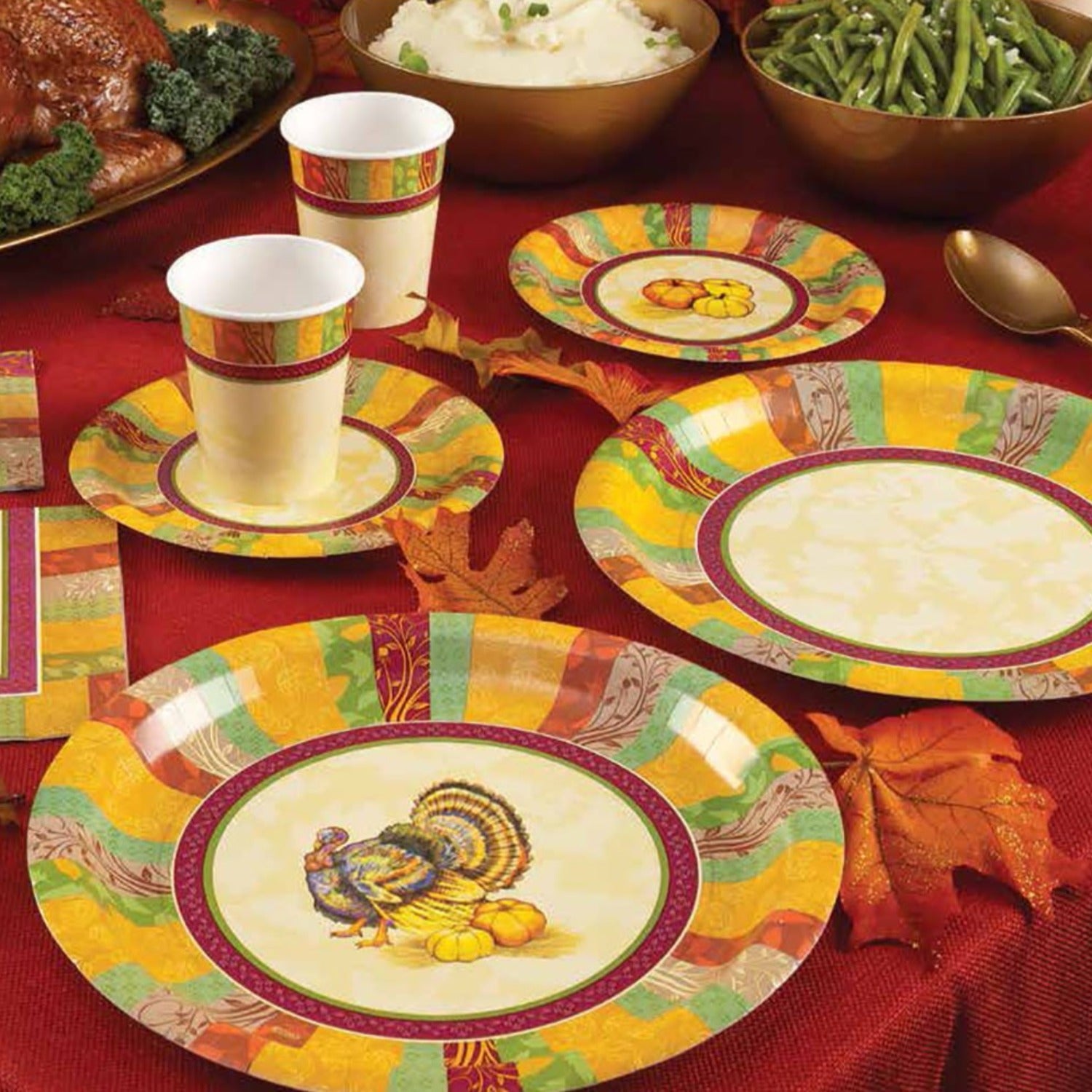 Fall Turkey Heavyweight Paper Plates 7" 16 Count Disposable Hanna K   