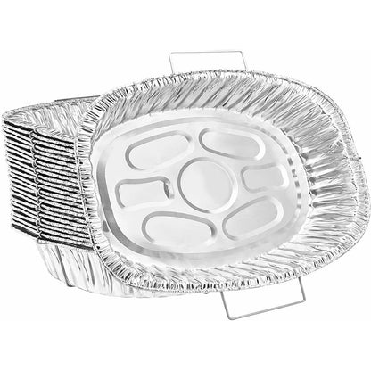 Disposable Aluminum Oval 18.25X13X3.5 inches Turkey Roaster Handle Rack Roaster Disposable VeZee   