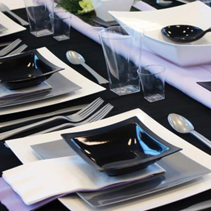 Rectangular Plastic Salad Plates Black 9" Plates Lillian Tablesettings   