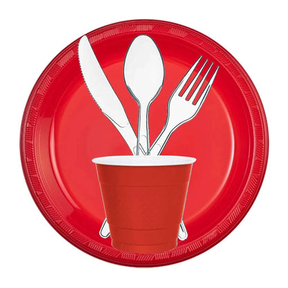 Red Round Plastic Plate 9" Plastic Plates Party Dimensions   