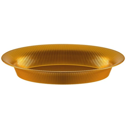 Ridged Gold Oval Plastic Bowl 11'' x 16'' Serverware Hanna K Signature   