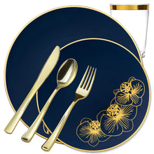 Orchid Collection Dinner Plate Royal Blue & Gold Tableware Package Plates Decorline 20  
