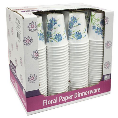 Paper Cup Hot Cold Cup Blue Floral 12 oz  24 Count Paper Cups Nicole Home   