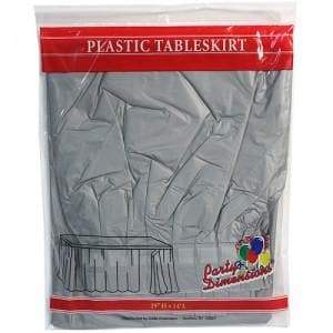 Silver Plastic 29''X14'' Tableskirt Tablesettings Party Dimensions   