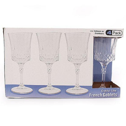 Simcha Collection Crystal Like Elegant Plastic Wine Glasses French Goblets Clear 10oz Cups Blue Sky   