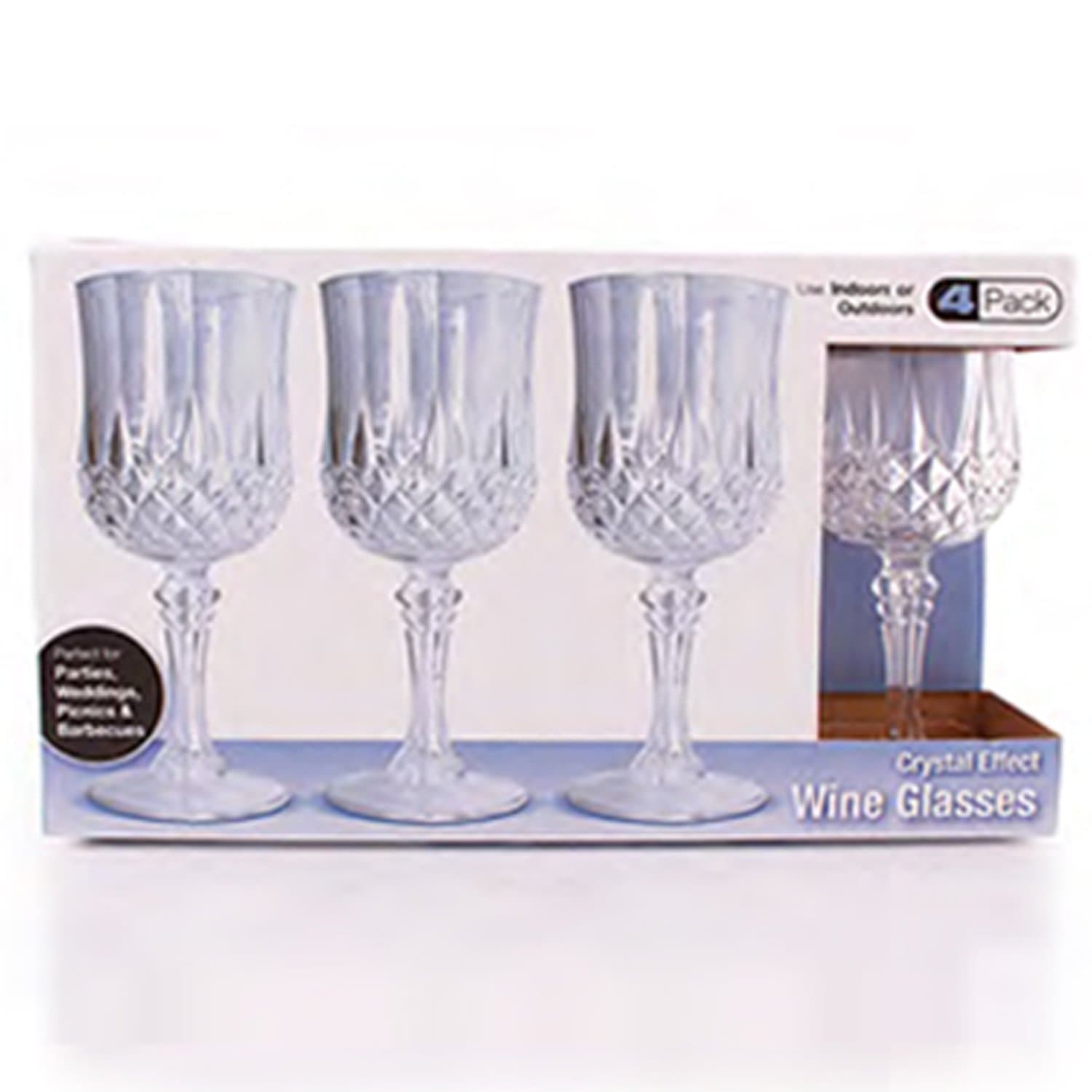 Simcha Collection Crystal Like Elegant Plastic Wine Glasses 8 oz Cups Blue Sky   