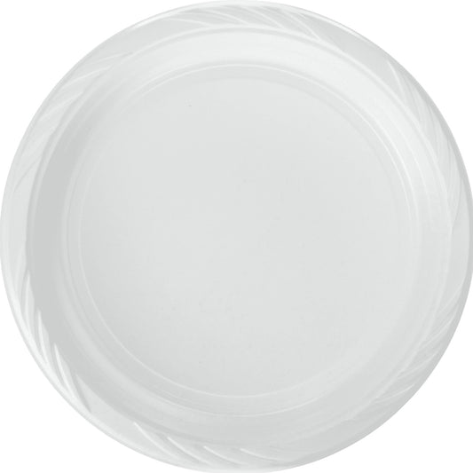 10" Disposable Lightweight White Plastic plates Good to use in Microwave Plastic Plates Blue Sky   