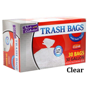 Nicole Home Collection Clear Trash Bags with Ties 30 gal Garbage Bags Nicole Collection   