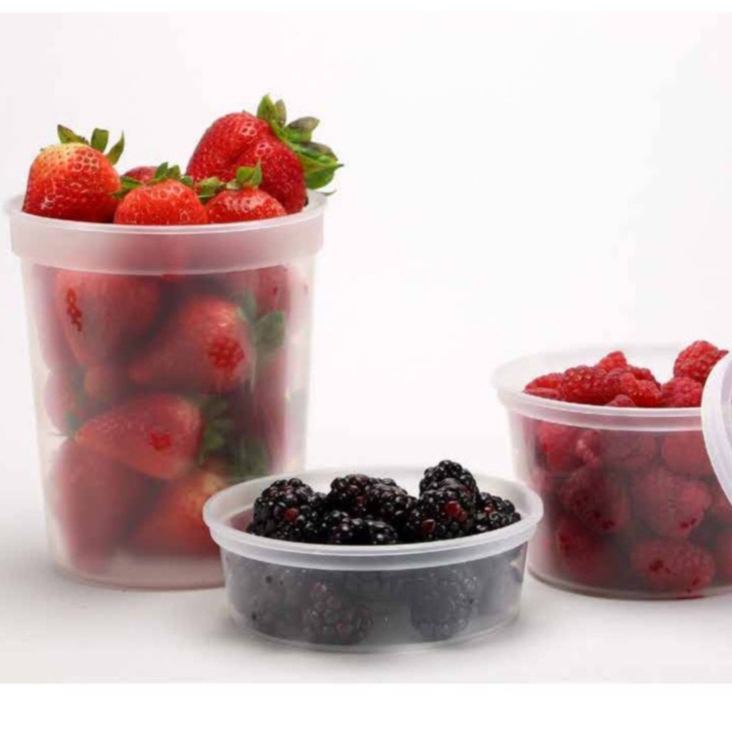 Extra Strong Quality Round Plastic Container with Lid 24 oz Food Storage & Serving Nicole Collection   