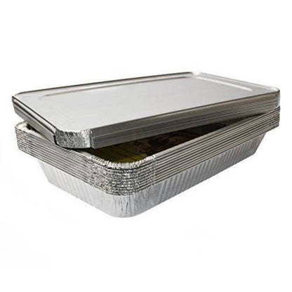 Large Disposable Aluminum Rectangular Foil Lid for Rack Roaster 17X12.5X3.19 Disposable Nicole Collection   