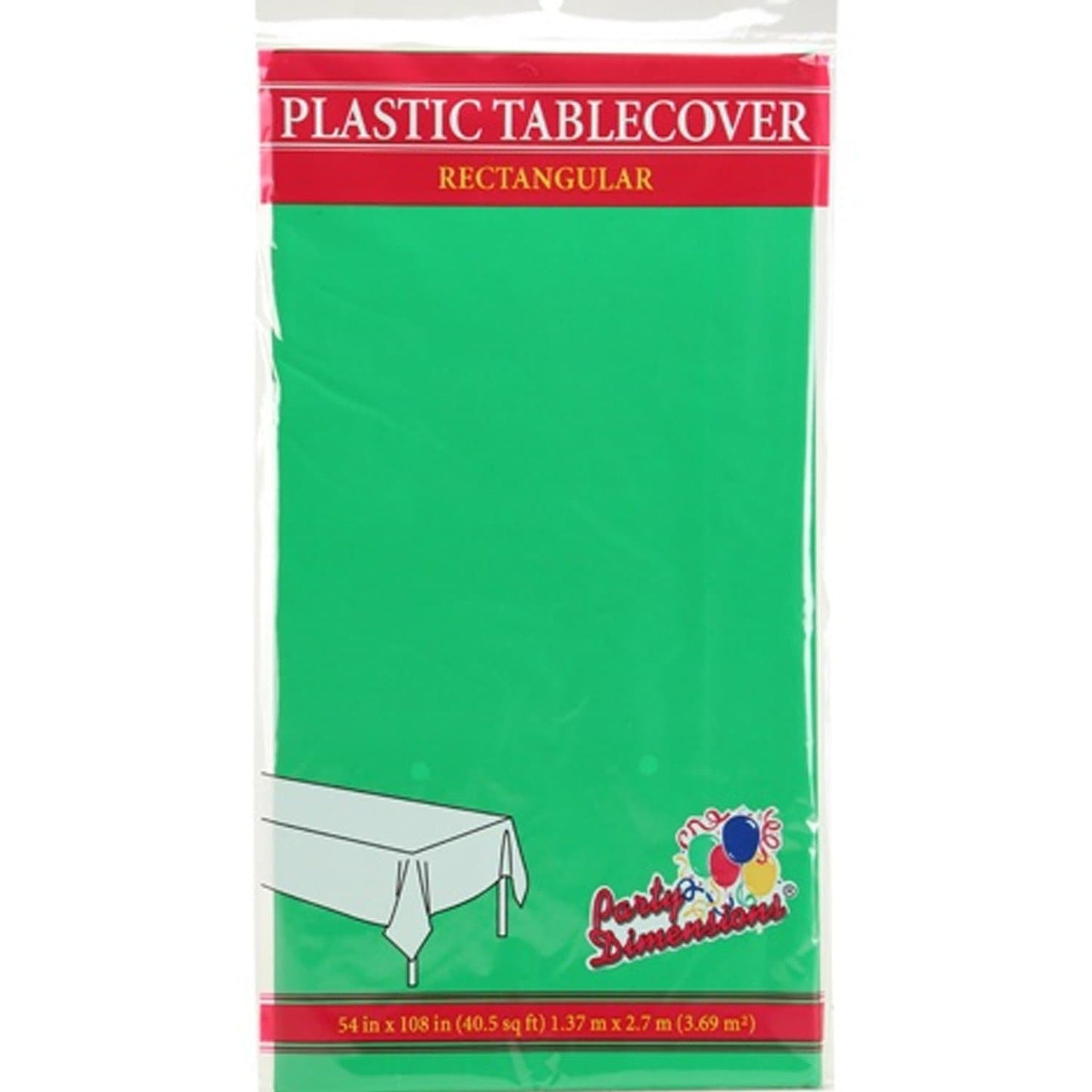 Tablecover Plastic Green Rectangular  54'' X 108'' Tablesettings Party Dimensions   