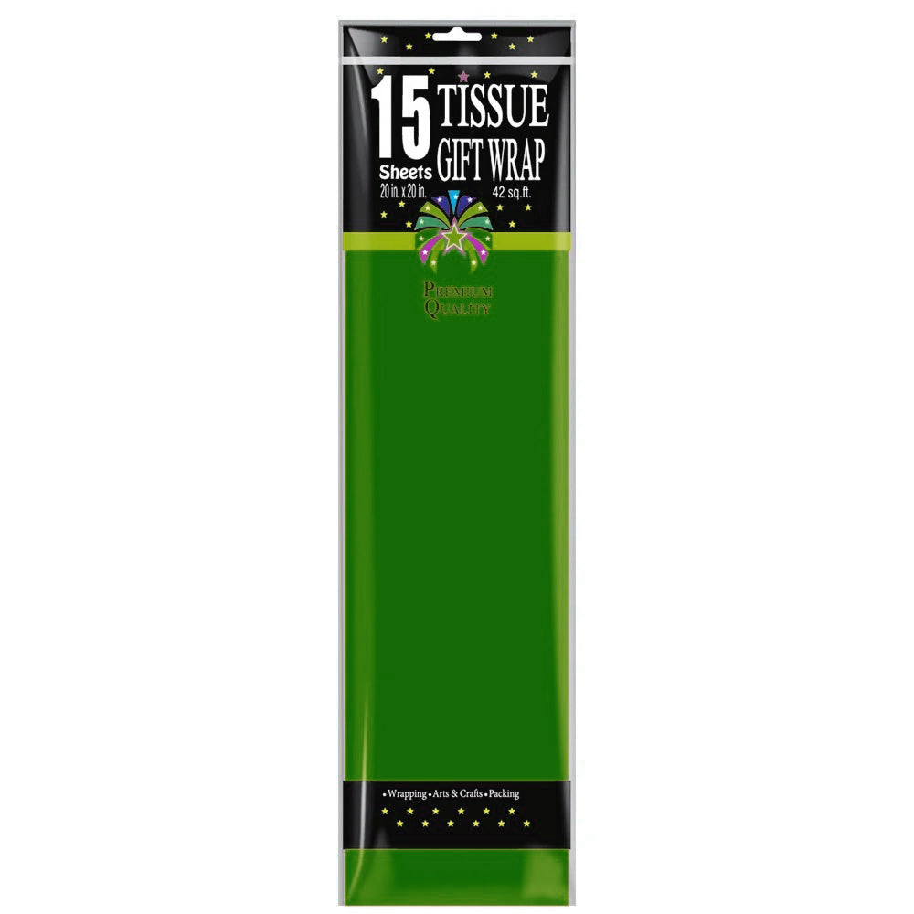 Green Premium Quality Tissue Gift Wrapping Paper 20" x 20" | 15 Sheets  OnlyOneStopShop   