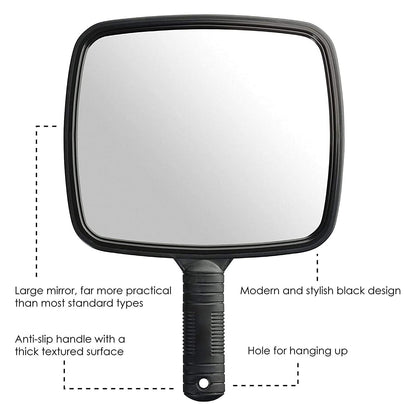 Hand Mirror, Black Handheld Mirror with Handle, 6.3" W x 9.6" L  OnlyOneStopShop   