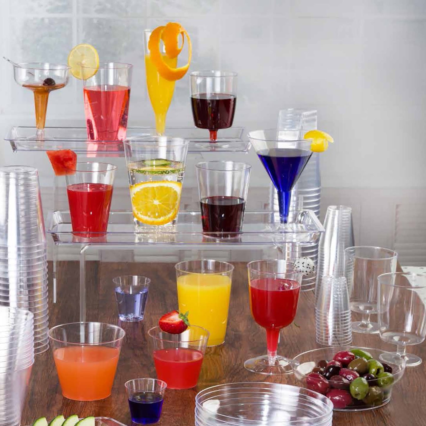 Plastic Flared Tumbler Clear Square Shot Cups HEAVY QUALITY 2 oz Cups Lillian   