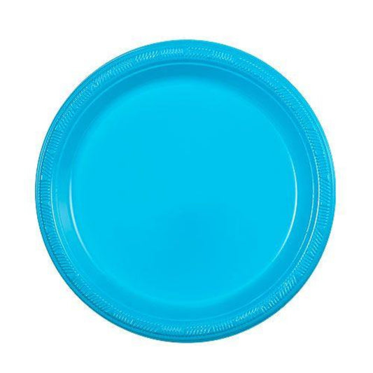 SALE Island Blue Round Plastic Plate 7" 15 count  Party Dimensions   