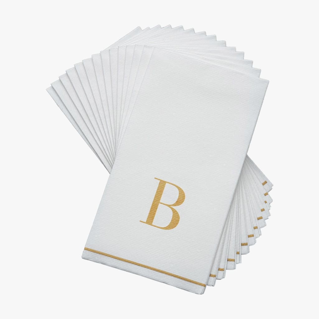 Letter B Gold Monogram Paper Disposable Dinner Napkins | 14 Napkins Napkins Luxe Party NYC   