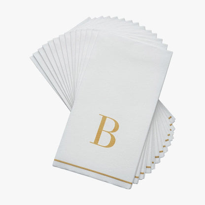 Letter B Gold Monogram Paper Disposable Dinner Napkins | 14 Napkins Napkins Luxe Party NYC   