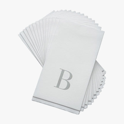Letter B Silver Monogram Paper Disposable Dinner Napkins | 14 Napkins Napkins Luxe Party NYC   